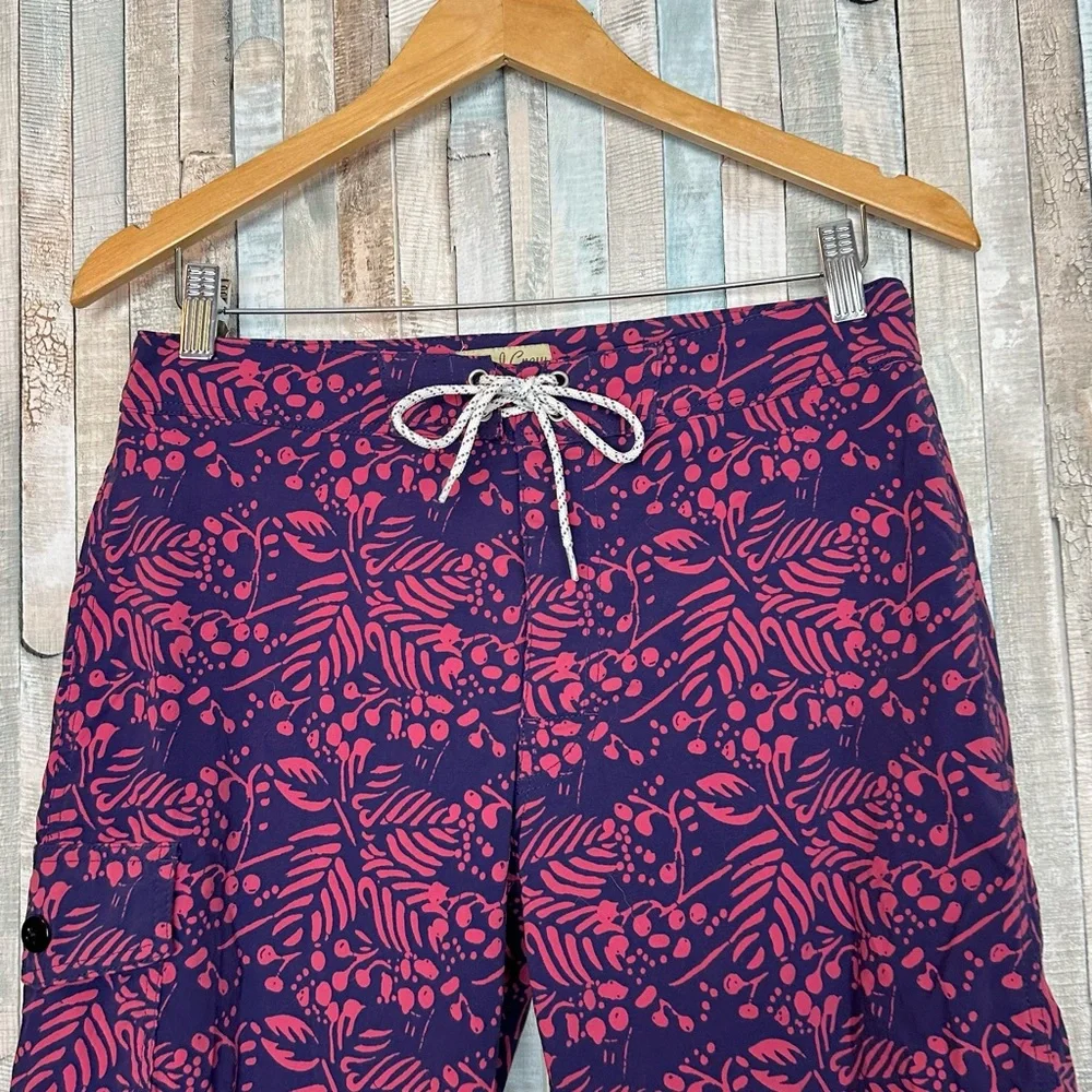 J Crew 29 Mens 9” Stretch Eco Board Shorts Swim Trunk Pink‎ Navy Vines Print $79